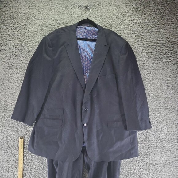 Tayion Suit Mens 56L 50x26 Navy Blue Gem Wool Suit Two Piece Set - Picture 1 of 14
